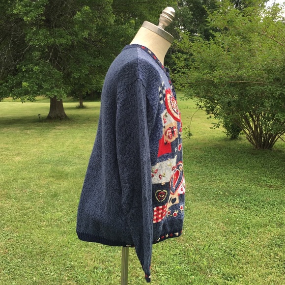 Sweetheart Heart Valentine Patchwork Sweater L - Picture 5 of 7